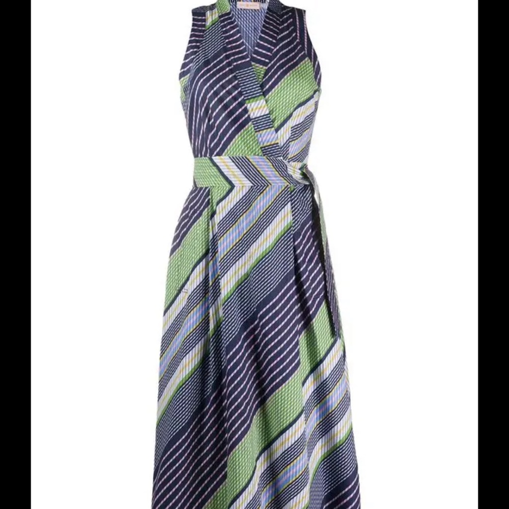 Tory Burch Overprinted Striped Midi Dress - Picture 11 of 12